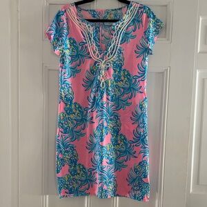Lilly Pulitzer Pink Mini Dress with Turquoise Pineapple Print